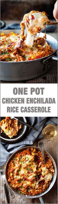 One Pot Chicken Enchilada Rice Casserole