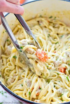 One-Pot Chicken Pot Pie Fettuccine