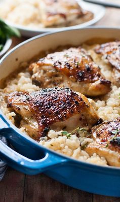 One Pot Creamy Parmesan Garlic Risotto with Lemon Pepper Chicken