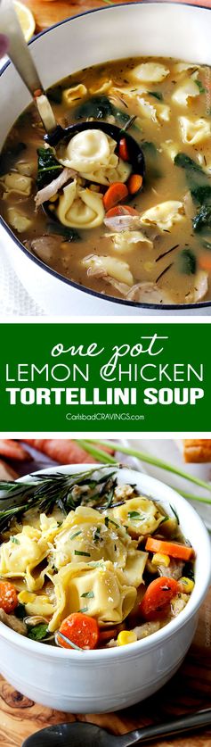 One Pot Lemon Chicken Tortellini Soup