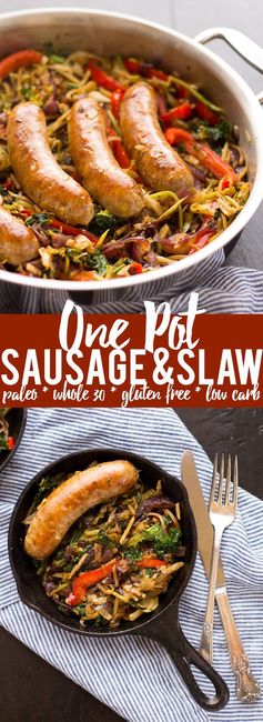 One Pot Paleo Sausage and Slaw Skillet