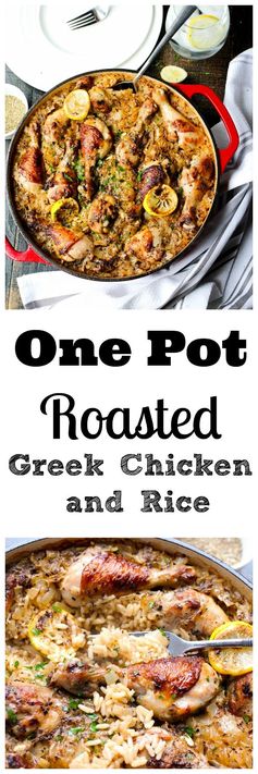 One Pot Roasted Greek Chicken and Rice