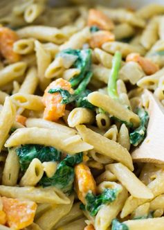 One Pot Sweet Potato and Spinach Pasta