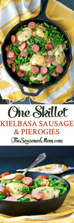 One Skillet Kielbasa Sausage and Pierogies