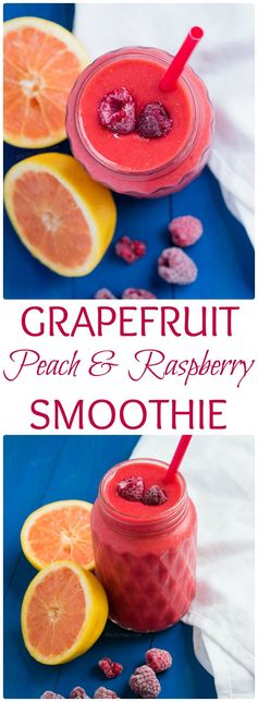 Paleo Summer Grapefruit Peach Rasberry Smoothie