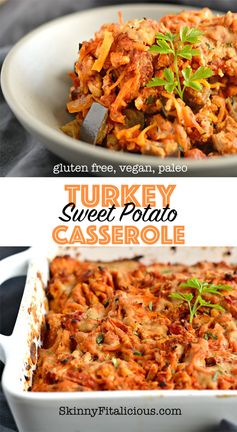 Paleo Turkey Sweet Potato Casserole With Eggplant & Tomato