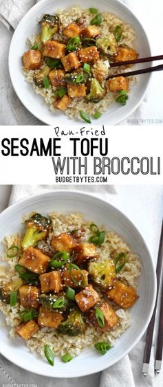 Pan Fried Sesame Tofu with Broccoli