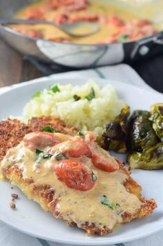 Parmesan Crusted Tilapia with Tomato-Basil Cream Sauce