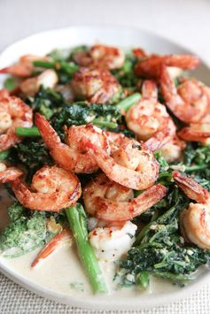 Parmesan Shrimp with Garlicky Broccoli