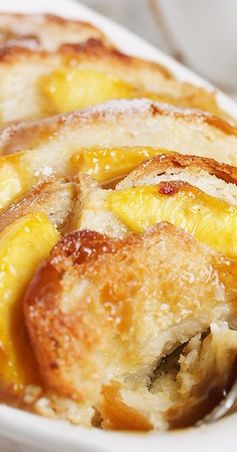 Peach Bread Pudding with Warm Brown Sugar Sauce