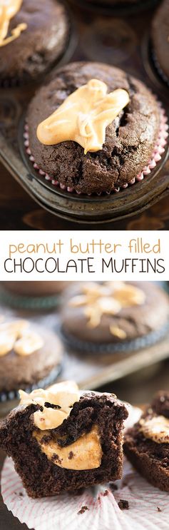 Peanut Butter Filled Chocolate Muffins