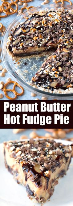 Peanut Butter Fudge Pie with Pretzel Crust