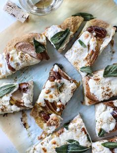 Pear, Date and Burrata Flatbread with Crispy Sage