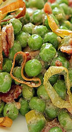 Peas with Bacon and Crispy Leeks