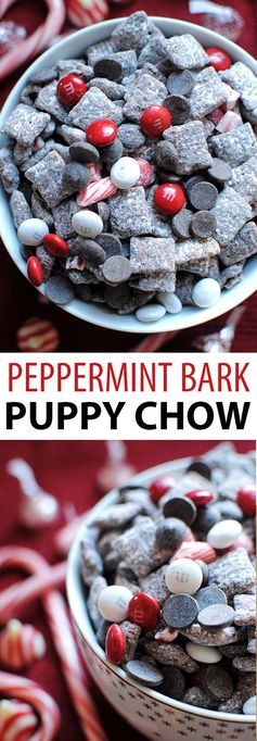 Peppermint Bark Puppy Chow (Muddy Buddies