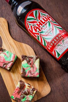 Peppermint Cheesecake Brownies with Kahlúa Peppermint Mocha