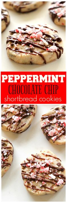 Peppermint Chocolate Chip Shortbread Cookies