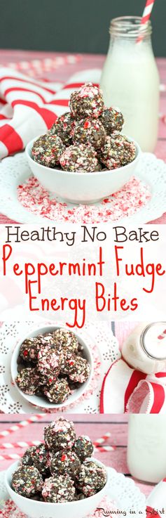 Peppermint Fudge No Bake Energy Bites