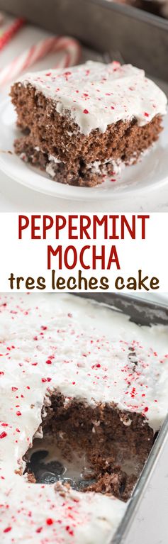 Peppermint Mocha Tres Leches Cake