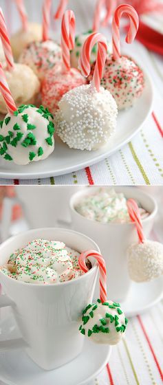 Peppermint Rice Krispies Treats Snowballs