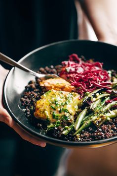 Perfect Baked Salmon with Lentils and Lemon Herb Sauce