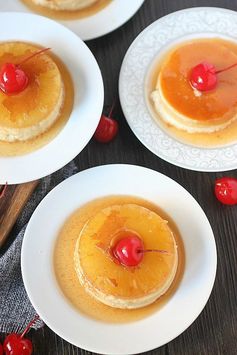 Pineapple Coconut Upside-down Cheesecake Flan