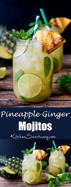 Pineapple Ginger Mojitos with Spiced Rum