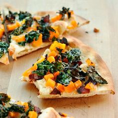 Pizza with Crispy Kale, Butternut Squash, Bacon & Smoked Mozzarella