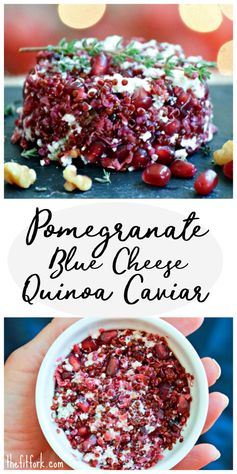 Pomegranate, Blue Cheese and Quinoa Caviar