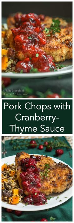 Pork Chops with Cranberry-Thyme Sauce – #CranberryWeek