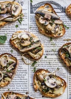 Port-Cooked Mushrooms on Bruschetta with Brie