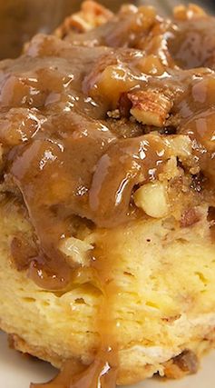 Praline Bread Pudding with Caramel-Pecan Sauce