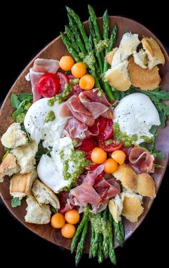 Prosciutto Burrata Asparagus Salad