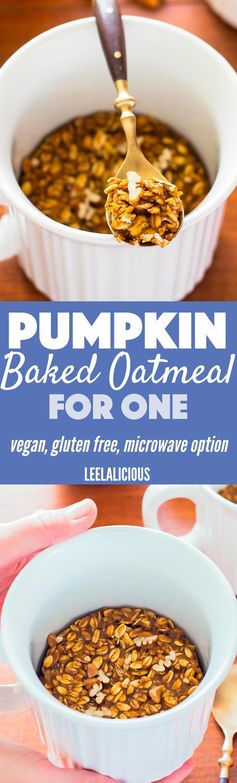 Pumpkin Baked Oatmeal For One - Vegan