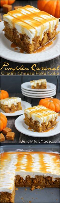 Pumpkin Caramel Cream Cheese Poke Cake