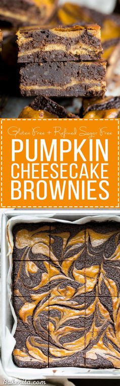 Pumpkin Cheesecake Brownies (Gluten Free + Refined Sugar Free