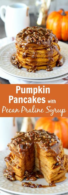 Pumpkin Pancakes with Pecan Praline Syrup