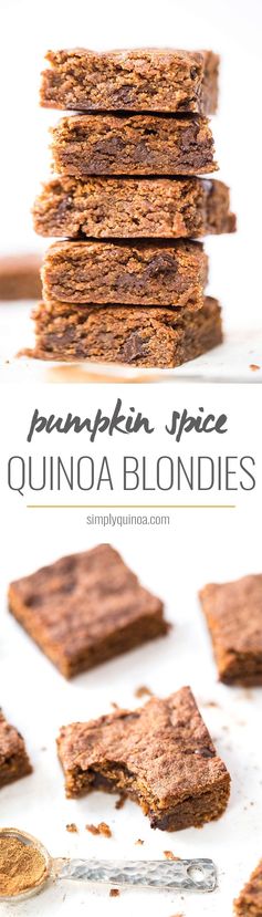 Pumpkin Spice Almond Butter Quinoa Blondies