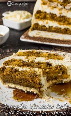 Pumpkin Tiramisu Cake Recipe with Pumpkin Spice Mascarpone Cream