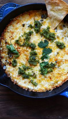 Queso Fundido With Roasted Poblano and Lime Sauce