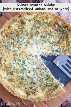 Quinoa Crusted Quiche (with Caramelized Onions and Gruyere