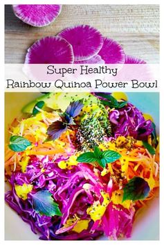 Quinoa Rainbow Power Bowl with Chia Seeds and Turmeric-Yogurt Dressing