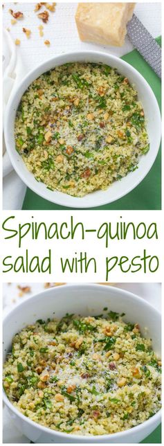 Quinoa spinach salad with pesto