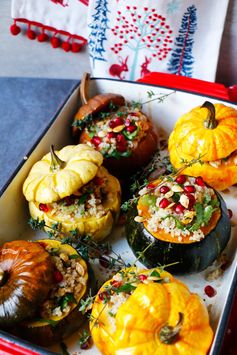 Quinoa Stuffed Squash with Walnuts and Pomegranate (gluten-free & vegan