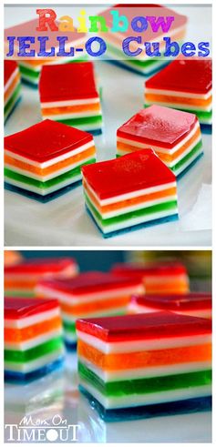 Rainbow JELL-O Cubes