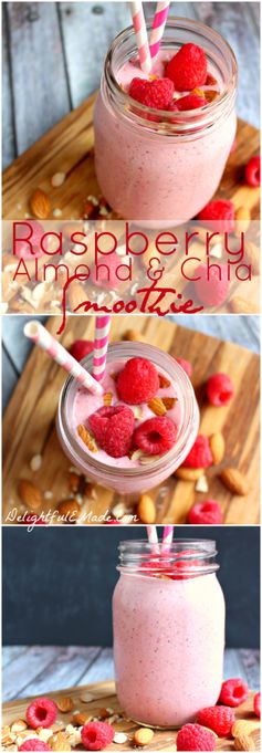 Raspberry Almond Chia Smoothie - Cooking for a Cure