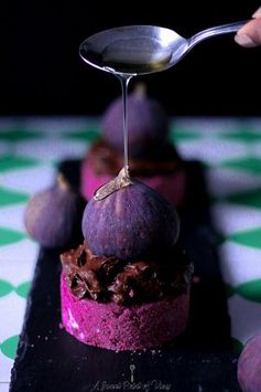 Raw Beet Root Cake with Chocolate Mousse and Figs