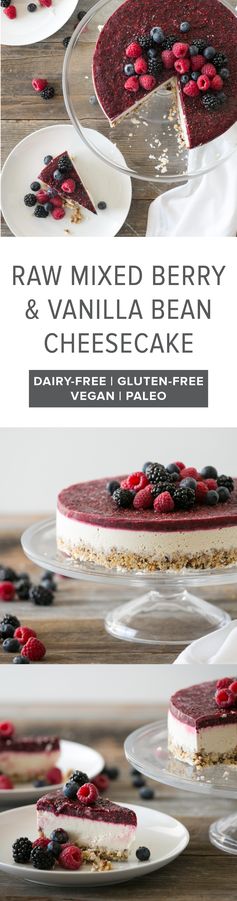 Raw Mixed Berry and Vanilla Bean Cheesecake