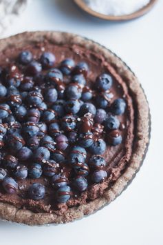 Raw Salted Blueberry Chocolate Tart