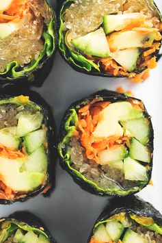 Raw Sushi Rolls with Kelp Noodles and Tahini Soy Dipping Sauce